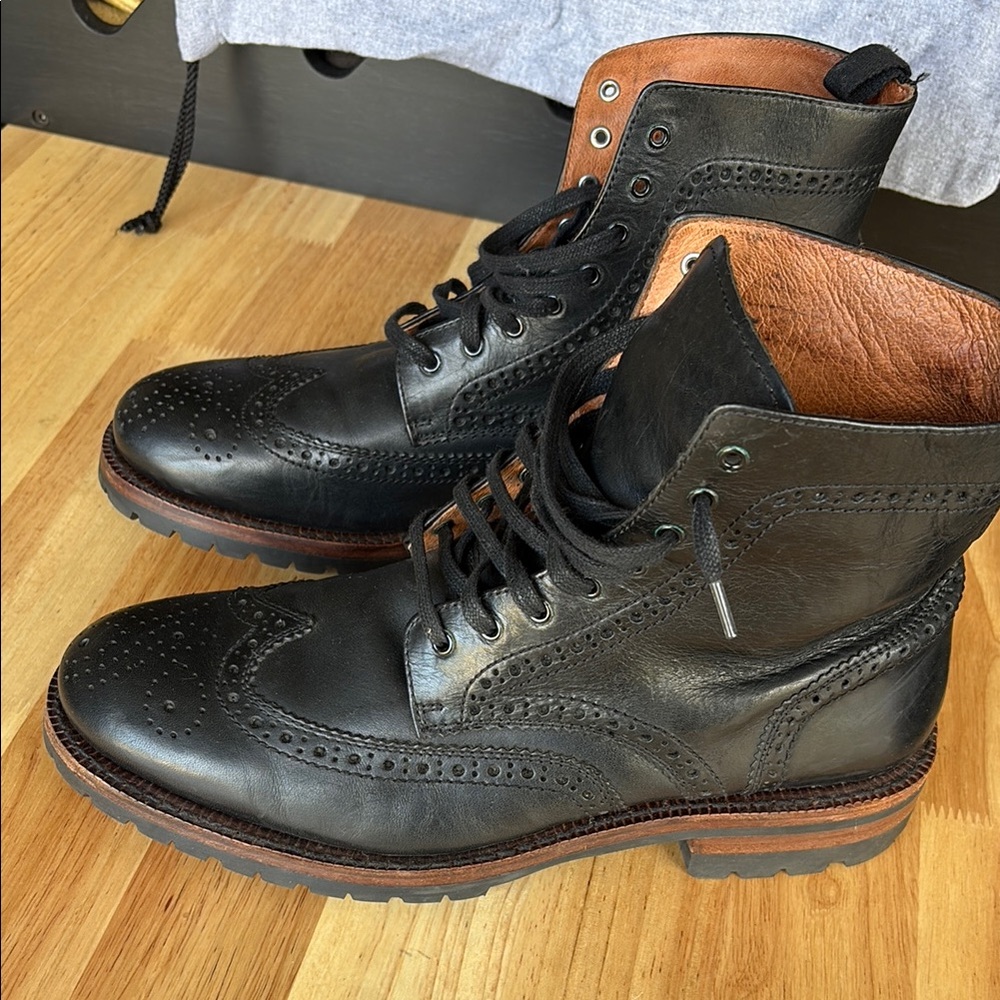 Frye George Leather Adirondack Boots Black Size 9.5